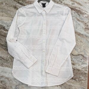 Ann Taylor White Eyelet Blouse